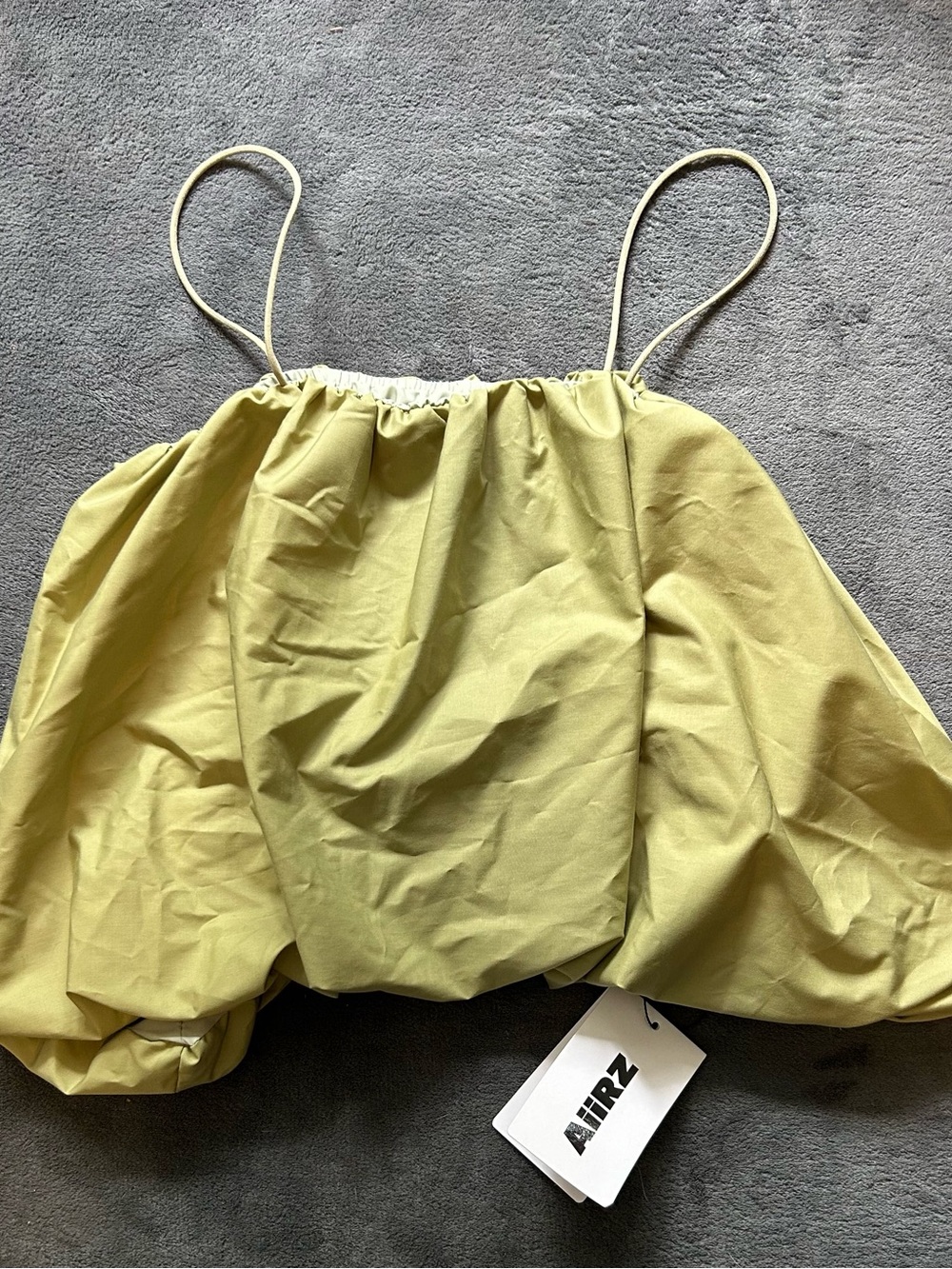 NWT AiiRZ Olive Green Balloon Hem Cami Crop Top